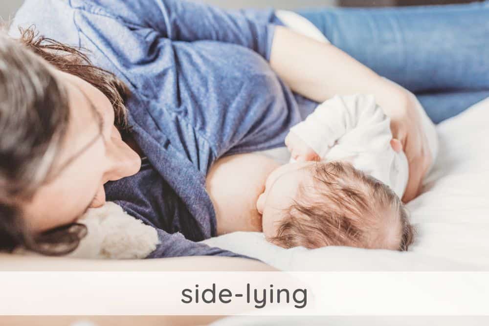 side lying position feeding baby in bed