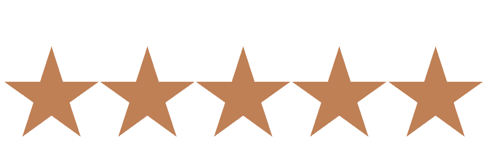 five star icons in rust color representing baby care class reviews